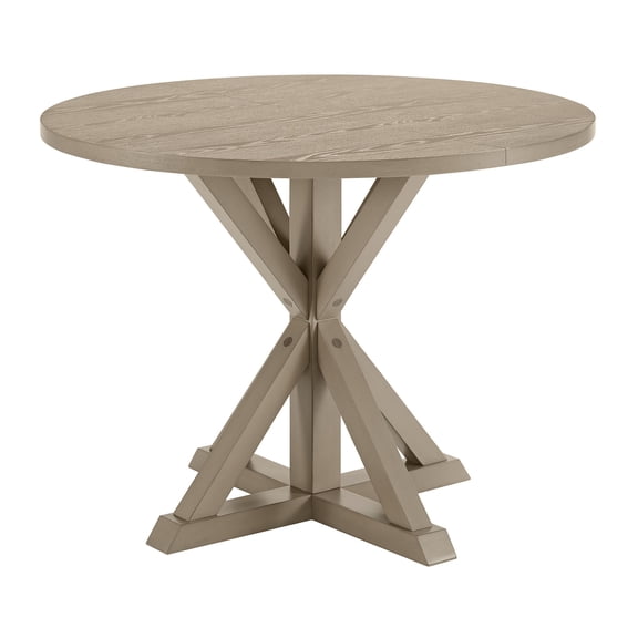 ROME + OAK Spier 40" Modern Farmhouse Pedestal Round Dining Table, Rustic Beige