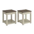 thumbnail image 1 of ROME + OAK Tate Farmhouse Wood End Table with Shelf, Weathered Brown and Cream, 2 Pack, 1 of 7