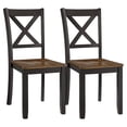 thumbnail image 1 of ROME + OAK X-Back Farmhouse Wooden Kitchen Dining Chair in Black/Dark Brown, Set of 2, 1 of 10