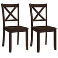 thumbnail image 1 of ROME + OAK X-Back Farmhouse Wooden Kitchen Dining Chair in Dark Brown, Set of 2, 1 of 10