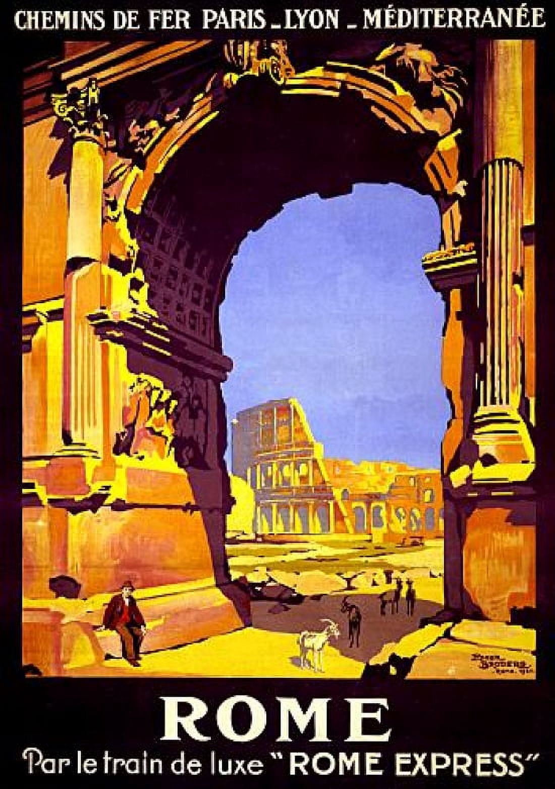 ROME Par Le Train Deluxe Vintage Travel Canvas Art - (36 x 54)