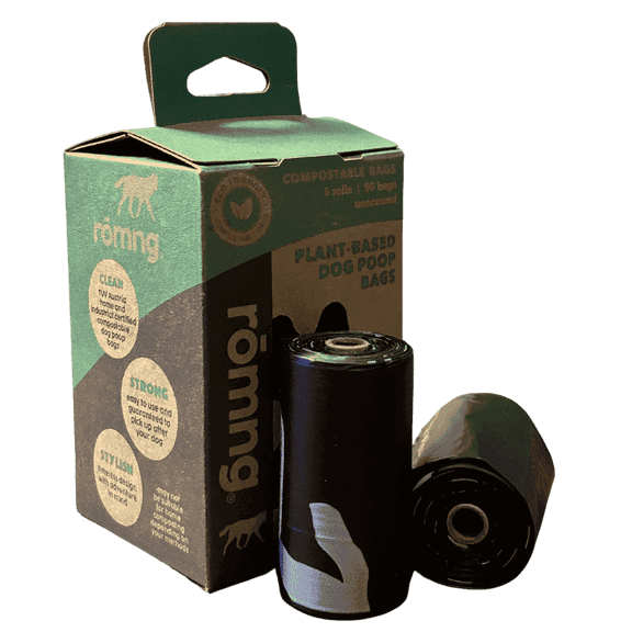 ROMNG Plant-based Dog Waste Bags, Unscented, 90 Bags, 6 Rolls