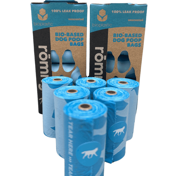 ROMNG Large Eco-Friendly Dog Waste Bags, Unscented, 360 Count (24 Rolls)