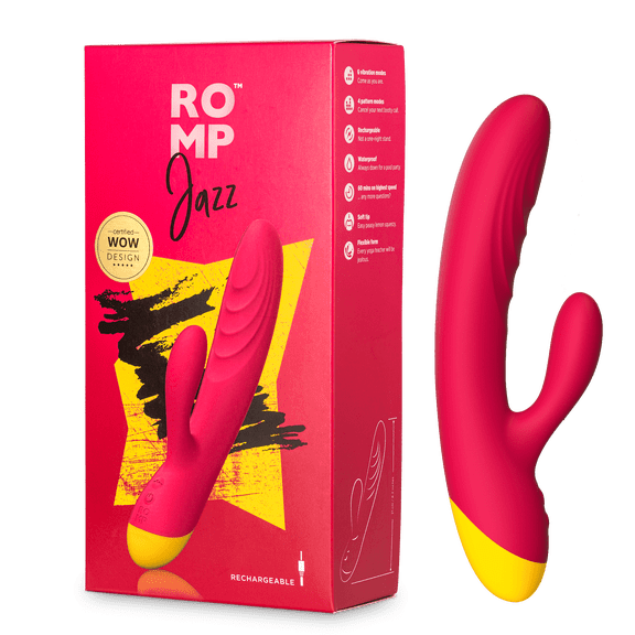 ROMP Jazz Dual Stimulation Vibrating Rabbit Massager, Red