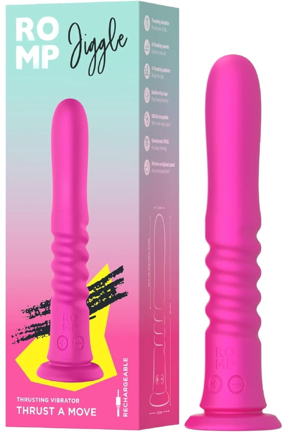 Jiggle Rechargeable Personal Massager with Suction Base, Multiple Motion & Vibration Modes, Splashproof Silicone, Hands-Free Design