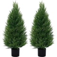 thumbnail image 1 of ROMSWI 2 Pack 3FT Artificial Cedar Topiary Trees with Full Realistic Leaves, Faux Plants for Home Front Door Porch Patio Garden, 1 of 7