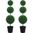 thumbnail image 1 of ROMSWI 4FT Artificial Triple Ball Boxwood Topiary Tree 2 Pack UV Resistant Faux Topiary Plant for All-Season Home Office Porch Entryway Decor, 1 of 9