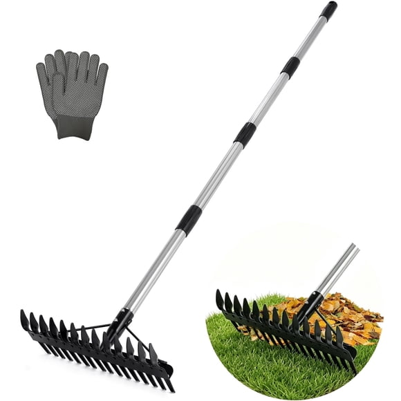 ROMUCHE Thatch Rake, Landscape Rake & Weed Rake, 65" Long Handle Heavy Duty Dual-Sided Rake for Lawn Dethatching, Soil Leveling & Garden Debris Cleanup