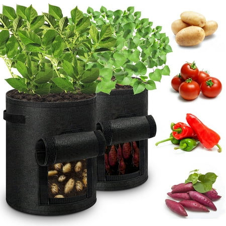 ROMUCHE 10 gal Grow Bags with Visual Flap Window and Handles (2 Count)