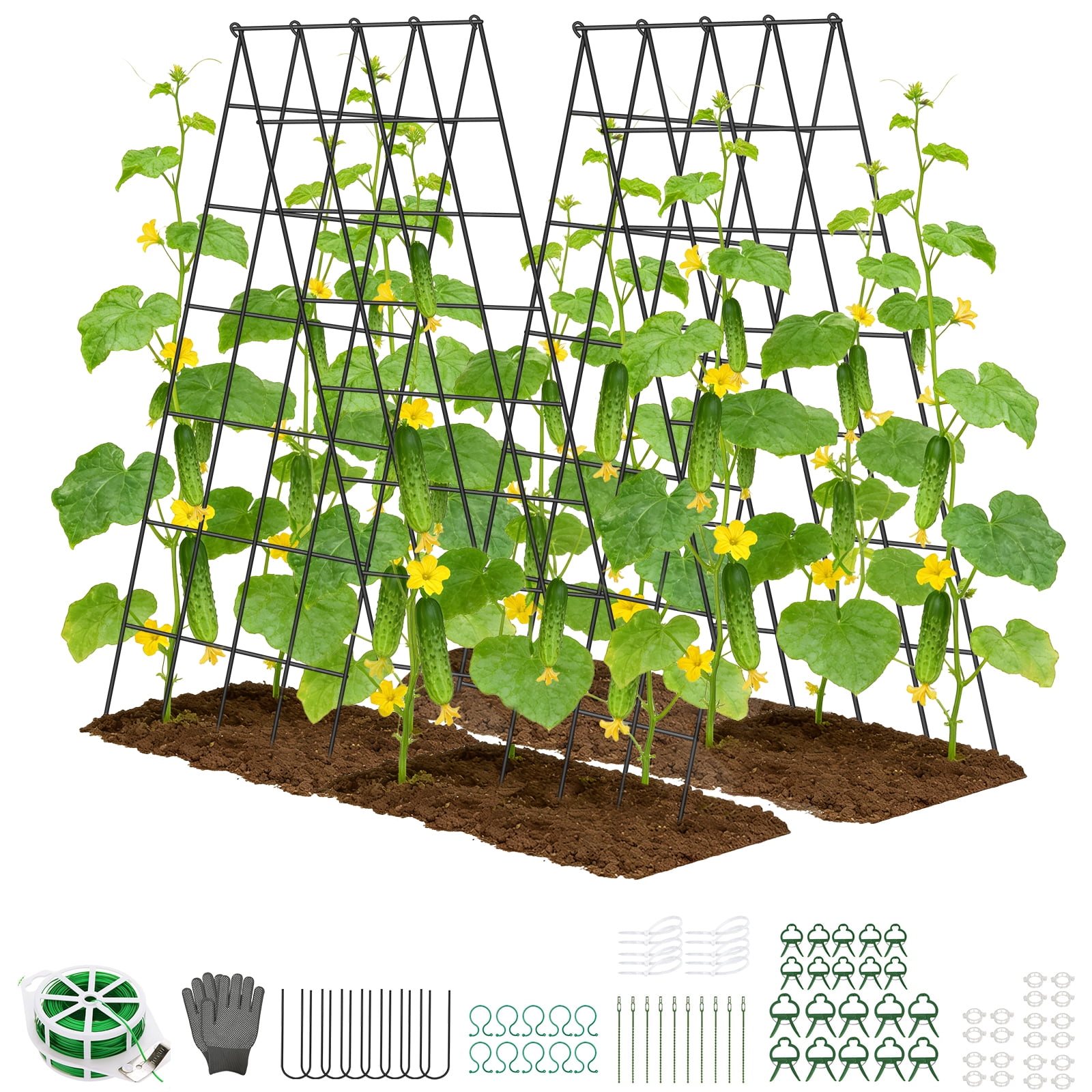 ROMUCHE 2 Pack Trellis 39” A-Frame Cucumber Folding Garden Trellis for Climbing Plants Outdoor