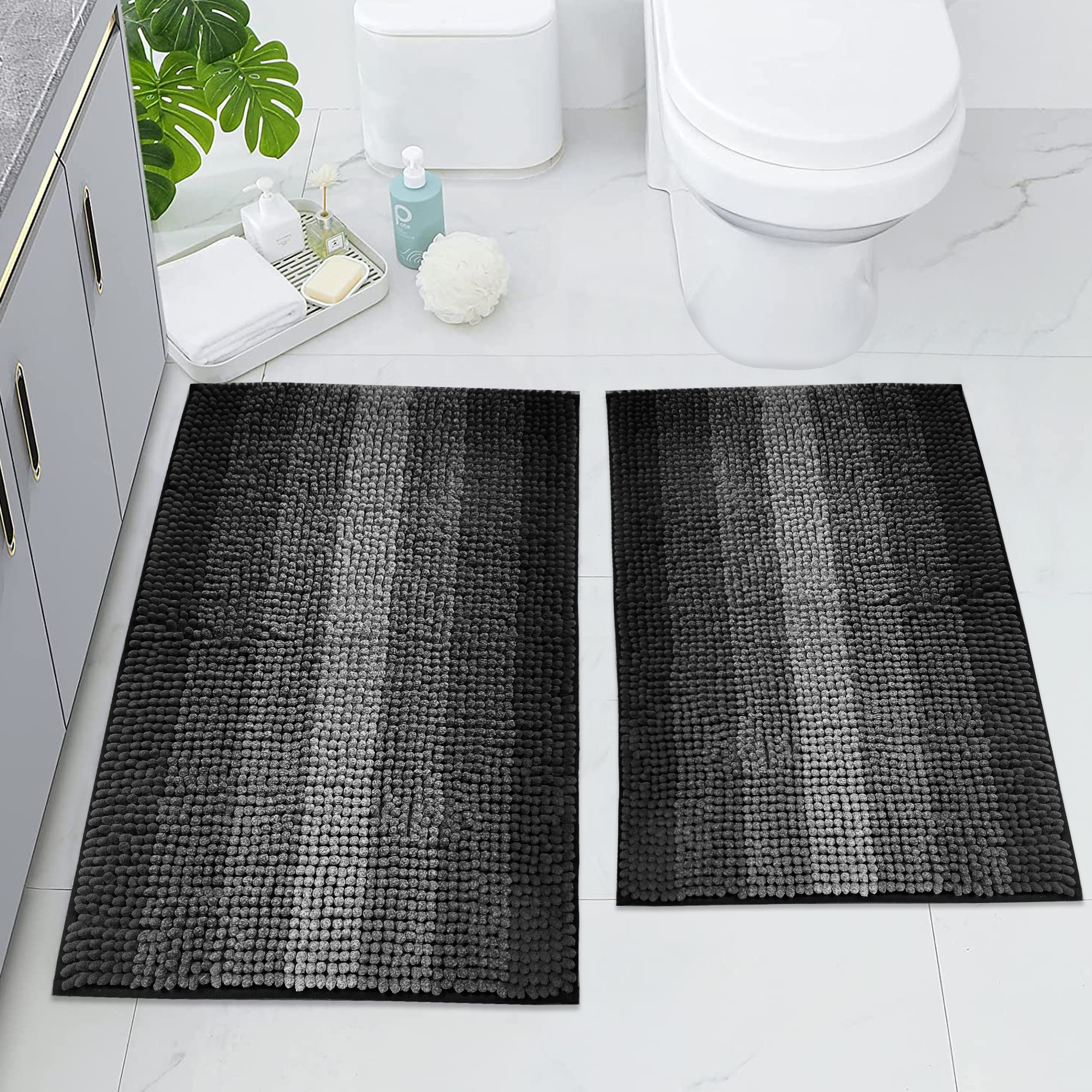 Black Bull Terrier Snowman Christmas Kitchen or Bath Mat 20x30