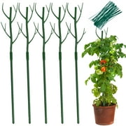 ROMUCHE 27.6inch Plant Stakes, 5PC Plant Garden Stakes, Tall Plastic Plant Support Stakes Twig for Tomato Tree Branches Support Structures Outdoor Plant Stakes for Indoor Plants, Green