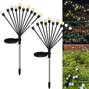 ROMUCHE 2Pack solar outdoor lights Solar Firefly Lights Outdoor Decor Lawn Lamp Solar Garden Light Landscape Light Starburst Swaying Lights for Lawn Patio Outdoor Garden Decor (10 Head Multicolor)