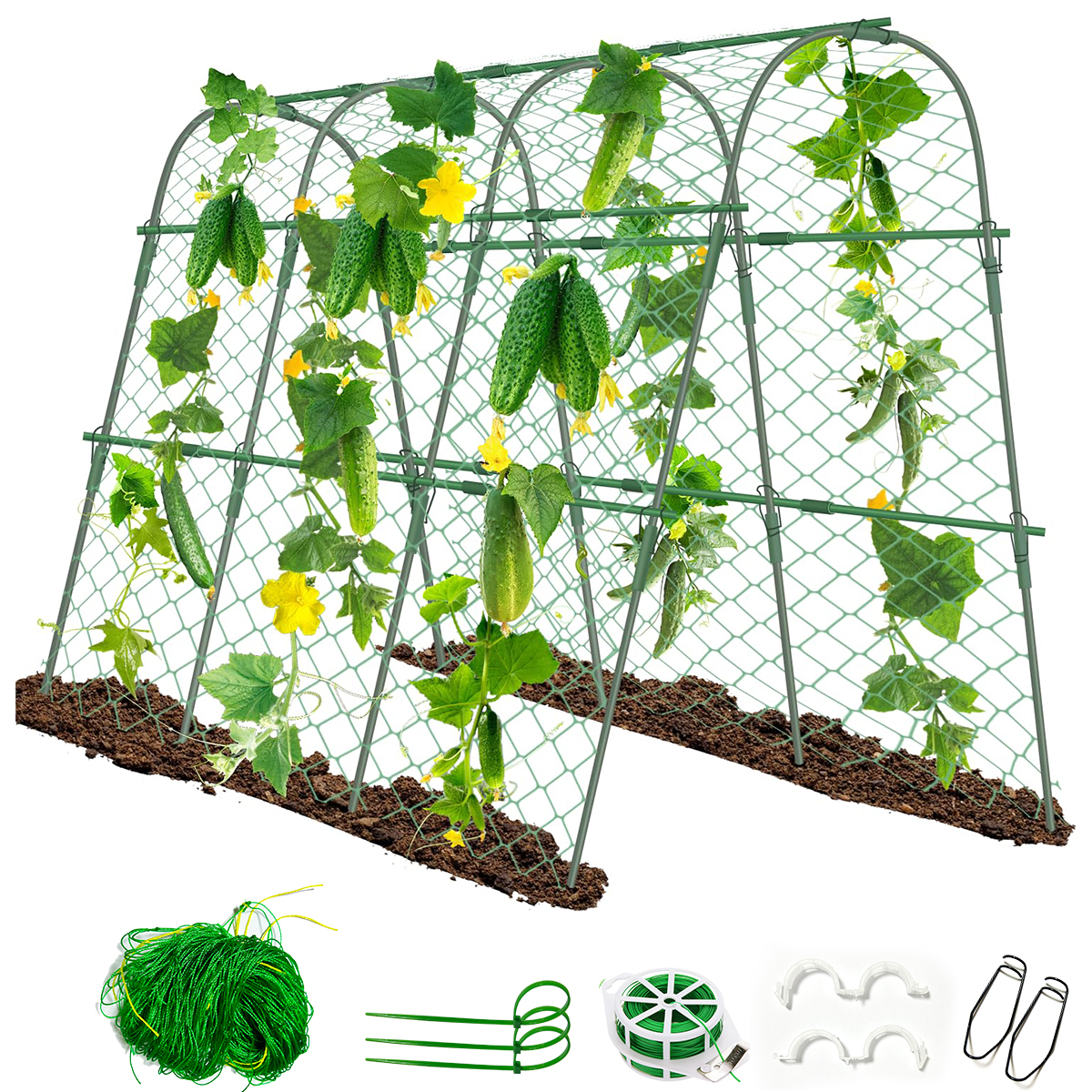 Metal Plant Support 63" A-Frame Cucumber Trellis - Metal Garden Plant  Support For Climbing Vegetables Garden Trellis For Climbing Plants