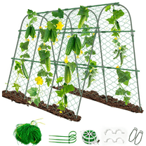 ROMUCHE 63"x48" Cucumber Trellis,Garden Arch Trellis for Climbing Plants Steel Plant Support Trellis for Flower Vine Grape Vegetable Plant Climbing Trellis for Melon Tomato Bean w/Netting