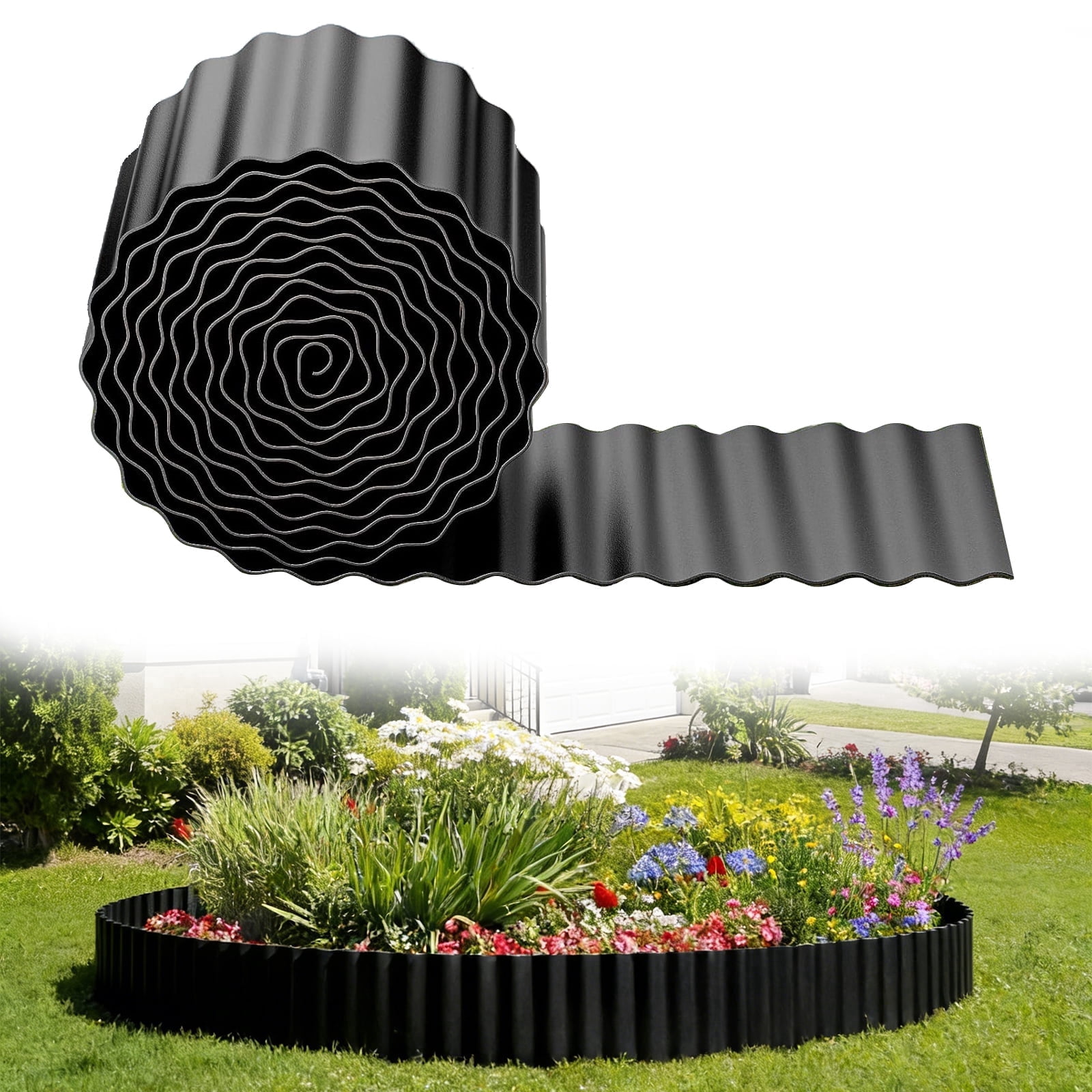 ROMUCHE Corrugated Garden Edging 12" x 50Ft, Flexible Metal Landscape Edging Border for DIY Flower Beds Lawn Yard Tree Surrounds Driveway