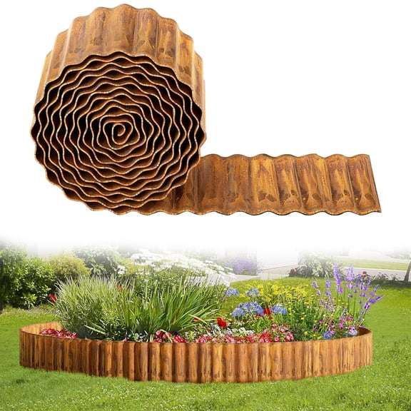 ROMUCHE Corrugated Garden Edging 6" x 25Ft, Flexible Metal Landscape Edging Border for DIY Flower Beds Lawn Yard Tree Surrounds Driveway