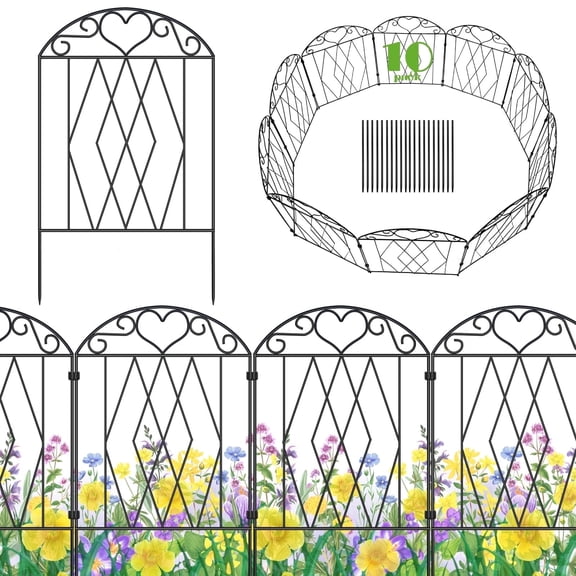 ROMUCHE Decorative Garden Fence for Yard 10 Pcs, 28in (H) x 10.5ft (L) No Dig Fence, Dog Fencing Rustproof Metal Wire Panel Animal Barrier Fence for Yard Lawn Patio Outdoor Decor, Arched