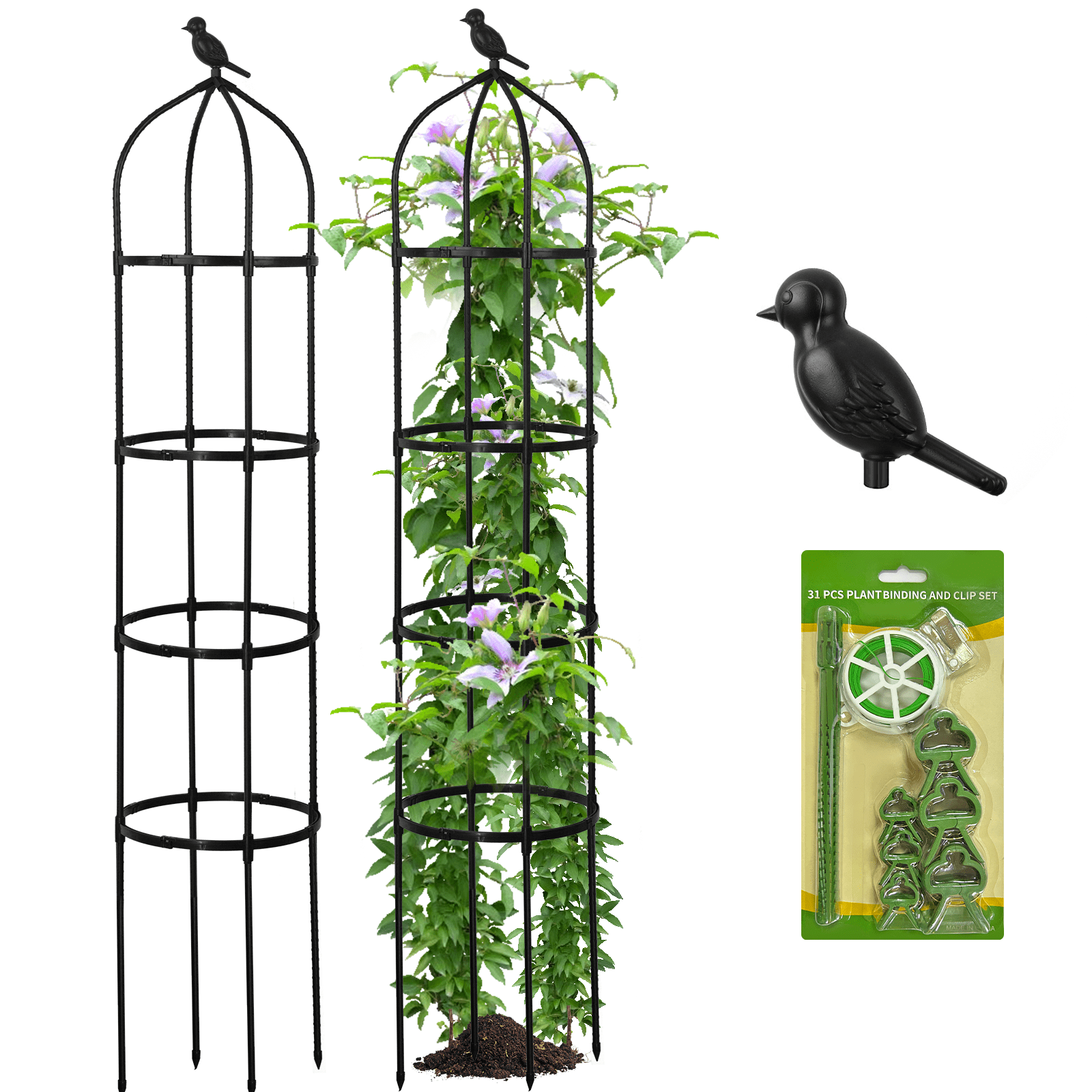 ROMUCHE Garden Obelisk Trellis for Climbing Plants Outdoor, 68.9in ...