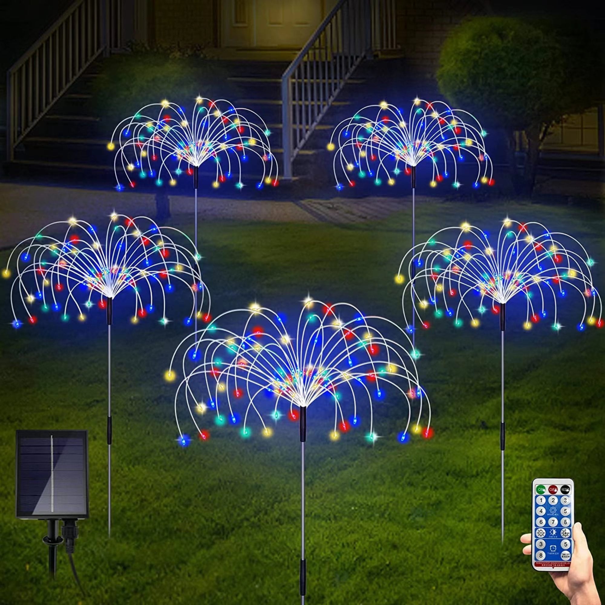 ROMUCHE Halloween 5pcs Solar Firework Lights Solar Lights for Outside Solar  Fairy Lights with Remote Waterproof Modes Landscape Edging Light for  Christmas Walkway Yard Decor (120LED Multicolor)