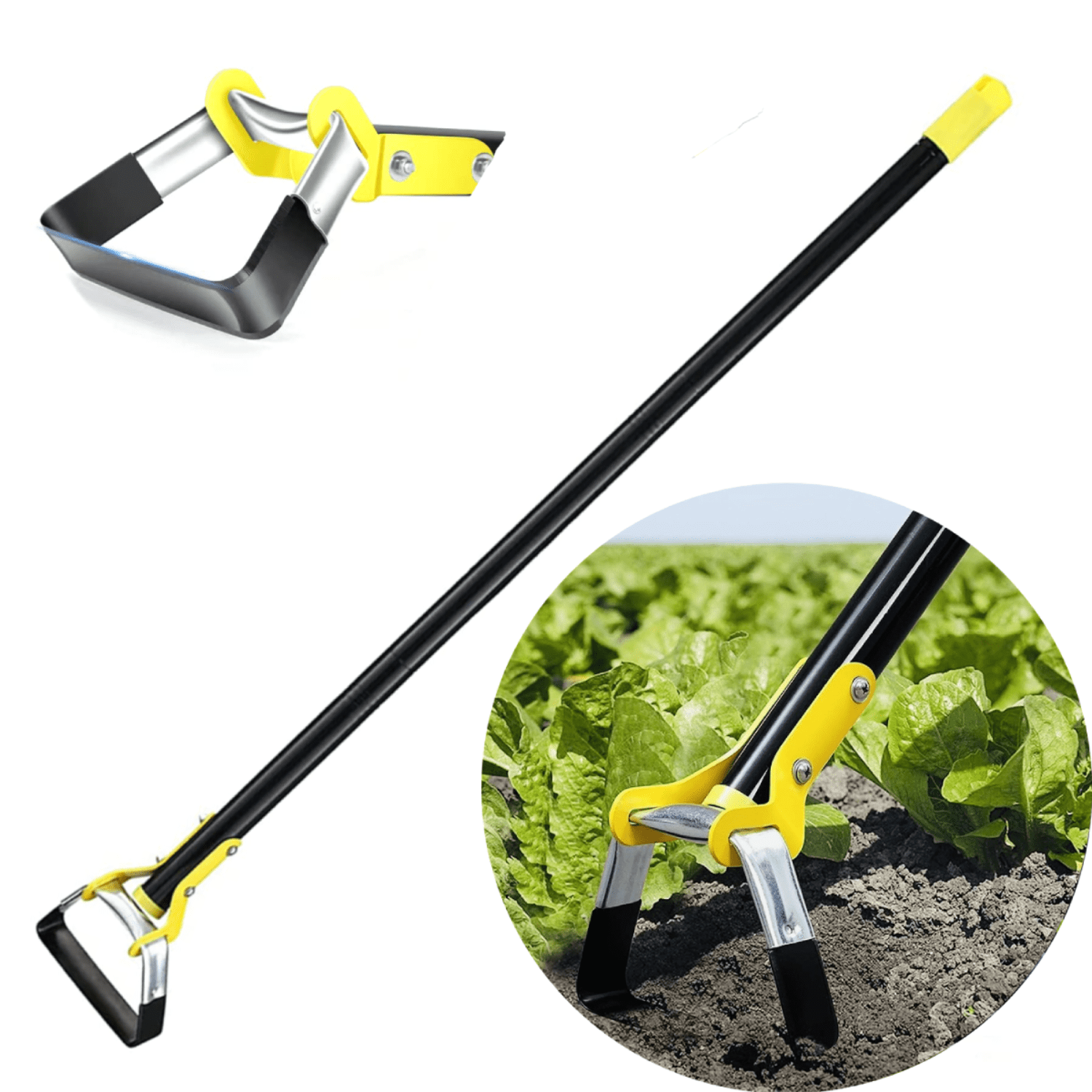 ROMUCHE Hoe Garden Tool 63in Adjustable Weeding Loop Stirrup Hoe Tools Stainless Steel Garden