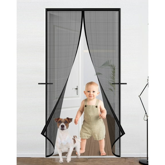 ROMUCHE Magnetic Screen Door Fiberglass Screen Door Mesh Self Sealing Heavy Duty Hands Free Keeps Bugs Out Pet and Kid Friendly Keep Open Feature 35" x 83"