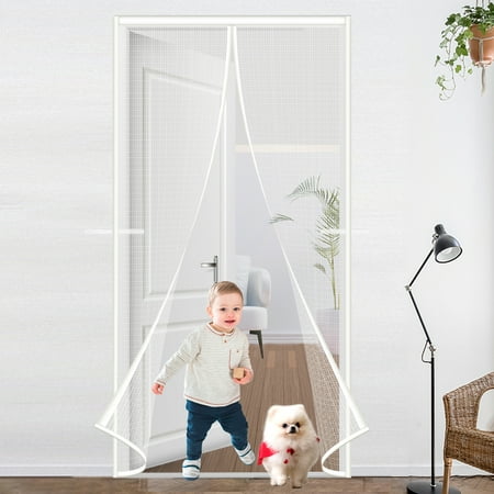 ROMUCHE Magnetic Screen Door Fiberglass Screen Door Mesh Self Sealing Heavy Duty Hands Free Keeps Bugs Out Pet and Kid Friendly Keep Open Feature 39" x 83"