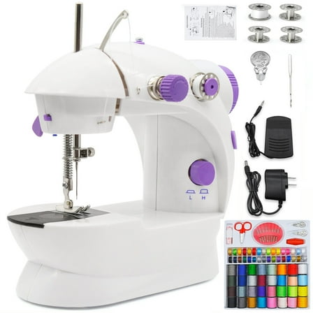 ROMUCHE Mini Portable Sewing Machine with Built-in Table Lamp (111 Pieces)