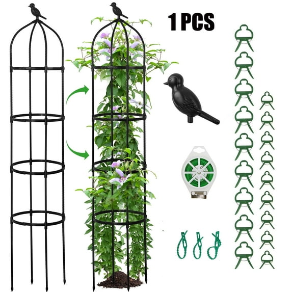 ROMUCHE ROMUCHE 5.7ft Garden Trellis For Climbing Plants, Black Obelisk Design For Outdoor Indoor