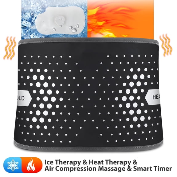 ROMYSE Cordless Heated and Cooling Waist Belt with Air Compression, Digital Display & 4000mAh Rechargeable Battery,Adjustable Heat&Ice Pack Back Support for Home Office Travel Use