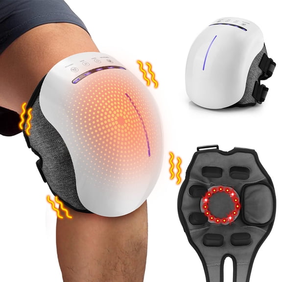 ROMYSE Cordless Heated Knee Massager Smart Electric Knee Wrap with Vibration & Warming Settings, Adjustable Fit, Rechargeable Battery, Ideal for Relaxation & Everyday Use,White