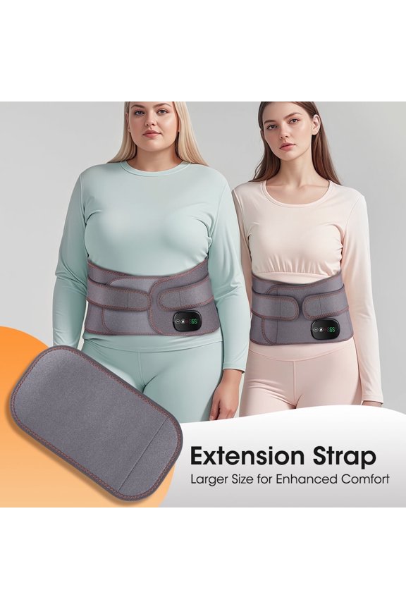 Cordless Heating Pad for Back, Lower Back Massager, Heated Back Brace with 3 Heating & Vibration Modes, Lumbar Support Belt for Men & Women, Gray