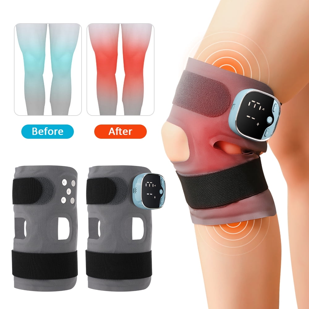 ROMYSE Cordless Knee Massager with Heat & Vibration,Adjustable Temperature Knee Warmer,Portable Wireless Heated Knee Brace Wrap for Arthritis Pain Relief,Knee Heating Pad with Massage for Men & Women