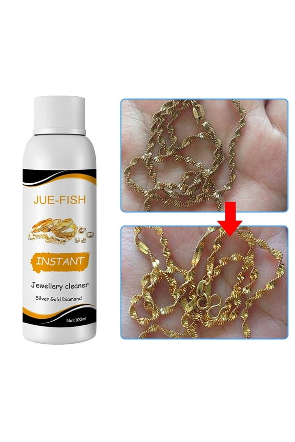 Jewelry Cleaning Solution for Gold,Silver,Diamond & Gemstones,Non-Toxic Liquid Cleaner with Long-Lasting Shine Protection,100ml Gentle Jewelry Care Polish for Rings,Necklaces & Earrings,2 Pack