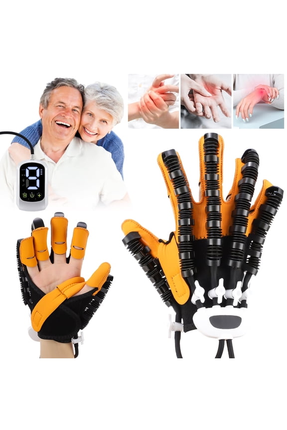Rehabilitation Health Machine for Finger, Stroke Hemiplegia Finger Hand Recovery Equipment, for Left or Right Rehabilitation Robot Glove,with Massage Mirror Glove Left XL