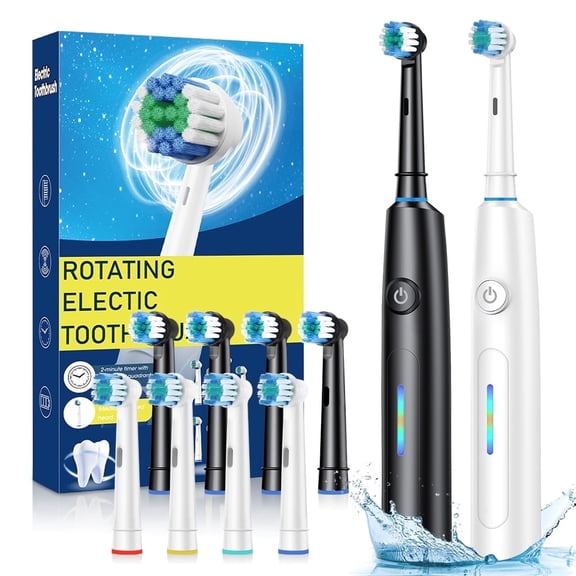 ROMYSE Rotating Electric Oscillating Toothbrush for Adults with 5 Modes,Deep Clean Whitening Power Toothbrush,Rechargeable Travel Toothbrush with 4 Replacement Brush Heads,2-Min Timer,30-Day Battery