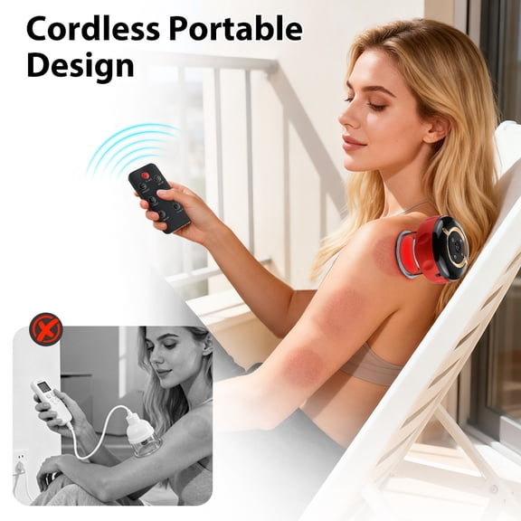 ROMYSE Smart Cupping Therapy Massager with Remote, 12 Suction & 12 Heat Levels, Wireless Portable Electric Cupping Set for Deep Tissue Muscle Relaxation