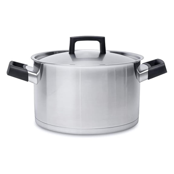RON 18/10 Stainless Steel Covered Cookware Silver Induction Cooktop Stay-cool Handle Matching Lid Durable 5-ply Material Dishwasher Safe (Covered Stockpot 9.5")