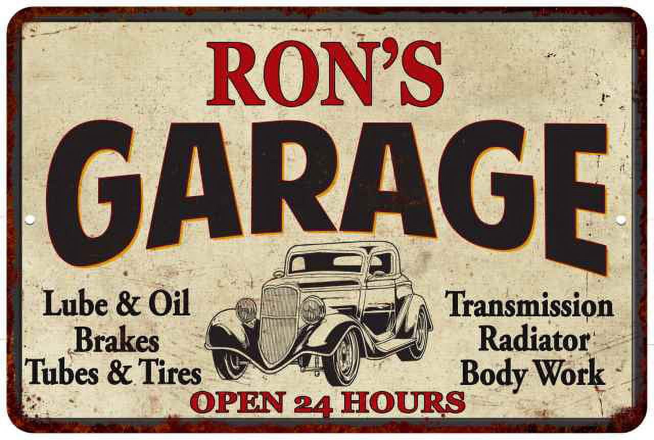 RON'S Garage Man Cave Metal Sign Decor 8x12 108120014224 - Walmart.com