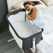 RONBEI Baby Bassinet Bedside Crib, Bedside Bassinet for Baby Infants, Dark Grey