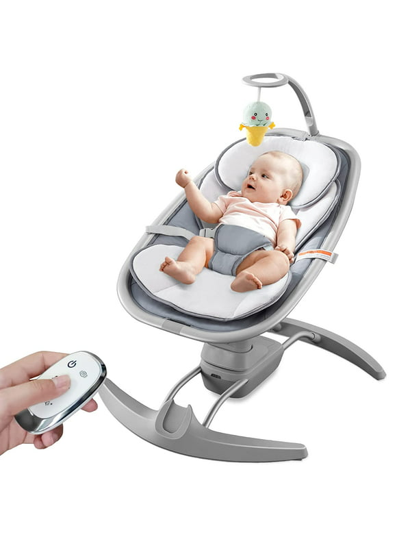 RONBEI Baby Swings for Infants Newborn, Electric Comfort Portable Baby Swing with 3 Swing Speeds Music Remote Control