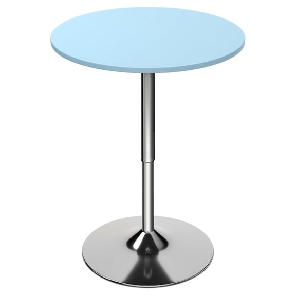 RONG-3 23.5" Round Adjustable Height Bar Table, 27.5"-36" Range, 360° Swivel MDF Top Pub Table for Dining, Café, Cocktail, Blue
