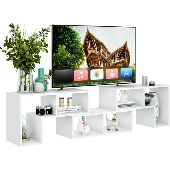 RONG-3 3 Pieces Console TV Stand, Free-Combination Entertainment Center for TV, Minimalist Modern TV Media Stand, DIY Open Storage Bookcase Shelf for Living Room,White