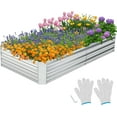 thumbnail image 1 of RONG-3 6x3x1FT Galvanized Raised Garden Bed, Outdoor Metal Planter Box for Vegetable Flower Fruit Herb, Galvanized Metal Garden Box with Open-Ended Base, 1 of 10