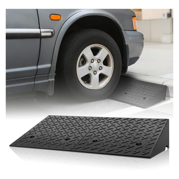RONG-3 7.7" Rise Threshold Ramp Heavy Duty Loading Driveway Ramp Rubber Curb Ramp 39 in L x 19.7 in W x 7.7 in H for Cars, Warehouse, Wheelchair, Motorcycles