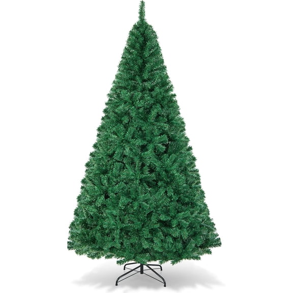 RONG-3 8FT Artificial Christmas Tree, Luxuriant Verdant Realistic Xmas Tree with 1138 PVC Branch Tips & Folding Metal Stand, Unlit Pine Tree for Festival Parties Decoration