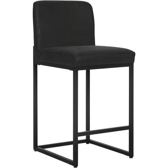 RONG-3 Bar Stools Counter Height Bar Stool Pu Leather Kitchen Modern Bar Stools with Backrest Upholstered Footrest Sturdy Chromed Metal Steel Frame,Black