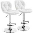 thumbnail image 1 of RONG-3 Bar Stools Set of 2, PU Leather Bar Chairs with Backrest, Height Adjustable Swivel Island Stools for Bar, Kitchen Counter,White., 1 of 9