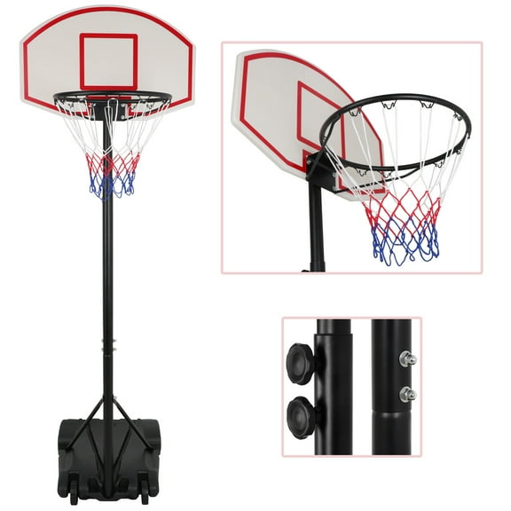 RONG-3 Basketball Hoop Outdoor with Shatterproof Backboard and Larger Base, Portable Basketball Hoop Goal System Youth/Adults in Backyard/Driveway/Poolside,5.7-7FT,Black