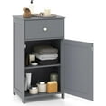 thumbnail image 1 of RONG-3 Bathroom Floor Cabinet, Single Door Side Storage Cabinet with Drawer, Wooden Storage Organizer for Bathroom, Living Room, Entryway,Grey, 1 of 9